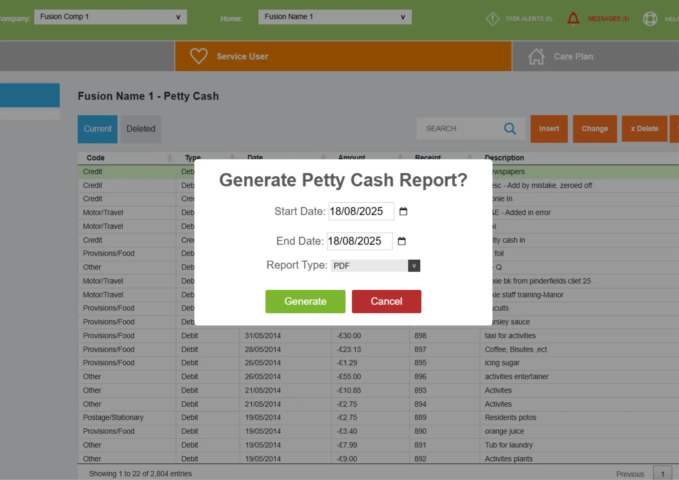Care home petty cash management system – track social fund spending and maintain accurate balances